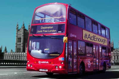 Destination Junk Free London bus. Credit: Sustain