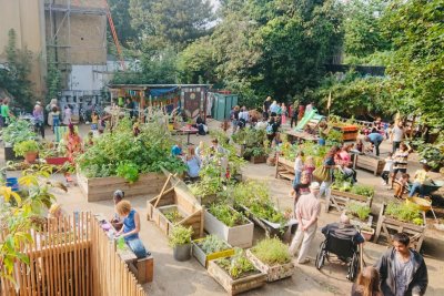 Garden of Earthly Delights in Hackney using a meanwhile space. Copyright: Fi McAllister