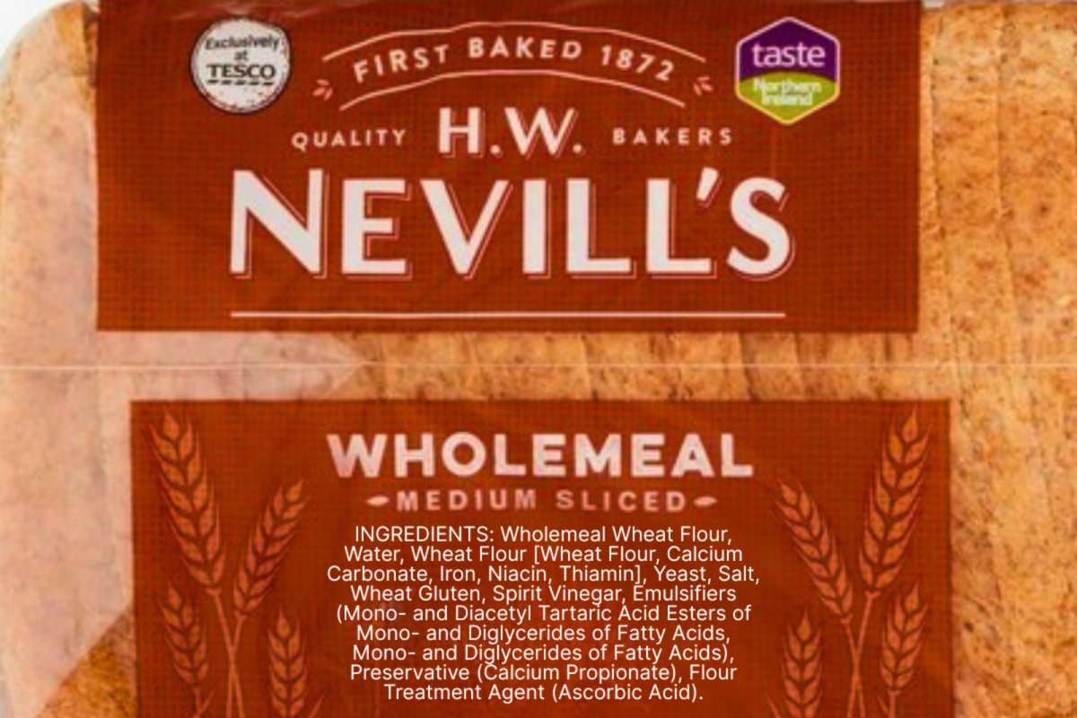 Third ingredient is non-wholemeal flour. Copyright: Tesco (Fair usage)