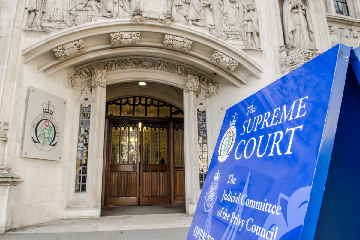 Exterior signage and entrance to the Supreme Court in London, UK. Copyright: William Barton | istock
