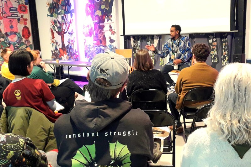 Solomon Kawall of May project Gardens giving a talk at SEWN East. Credit: Rachel Dring