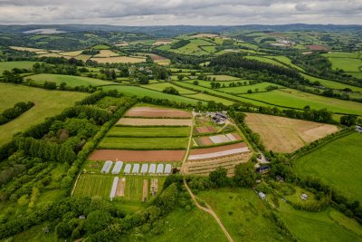 Farmland fields from above. Credit: Apricot Centre