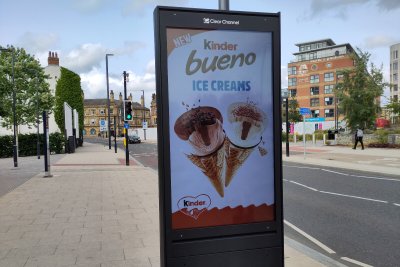 Unhealthy food advert by the side of a road. Credit: Fran Bernhardt