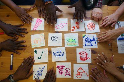 Co-design workshop at community kitchen in Camden. Copyright: Madeleine Kessler