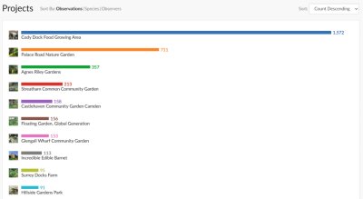 Leader board for iNaturalist. Credit: Lula Wattam