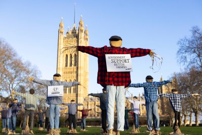 Scarecrow protest outside Parliament. Credit: Riverford Organic Farmers