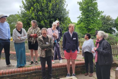 group exploring the Windmill gardens. Credit: Amber Alferoff | Social Farms & Gardens