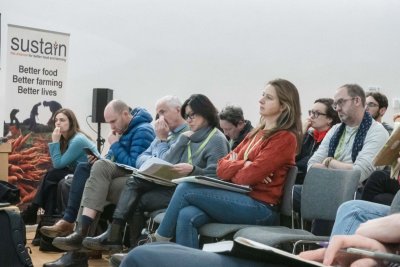 Audience at the Policy Room, Oxford Real Farming Conference 2025. Copyright: Ella Brolly