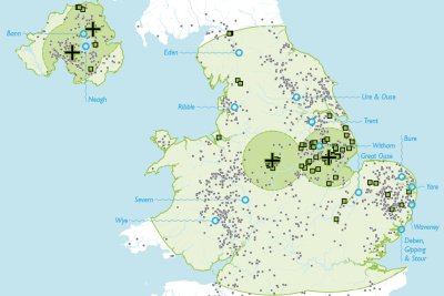 Moy Park's estimated area of operation, slaughter houses and factory farms. Credit: Materiality / Sustain / Friends of the Earth