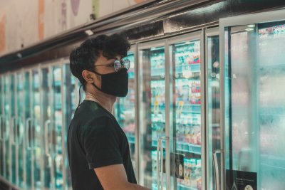 Browsing supermarket fridge. Credit: Teguh Sugi, Pexels