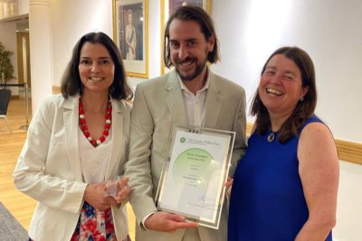 Sofia Parente, Ben Reynolds and Barbara Crowther accept CWT award on Sustain's behalf. Credit: Sustain