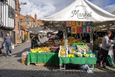 Fruit and vegetables greengrocers stall. Credit: cktravels.com / Shutterstock