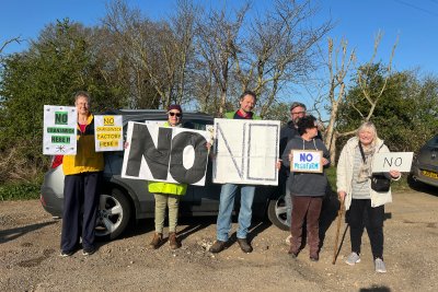 More campaigners in Methwold outside the proposed site. Credit: Lily O'Mara