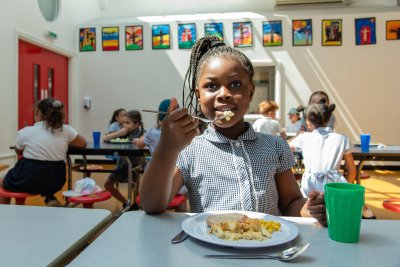 Student enjoying a school meal. Credit: School Food Matters