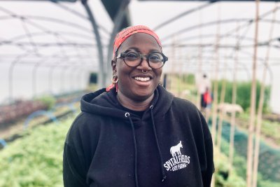Folx Farm co-founder, outdoor educator and grower Rae. Copyright: Alexandra Rose