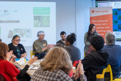 Sareta speaking at the First Hand Design Day. Credit: First Hand