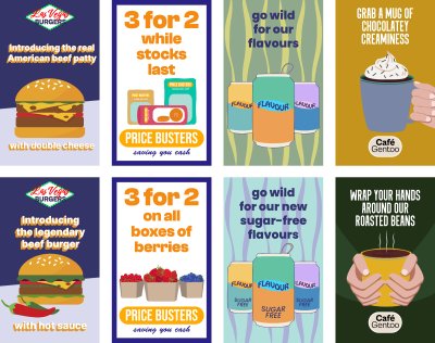 Example of adverts before and after implementing the healthier food advertising policy. Credit: Sustain