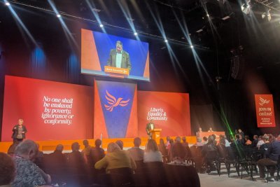 Alistair Carmichael MP, Chair of EFRA Cttee speaking at the Lib Dem Conference 2026. Copyright: Sustain