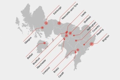 UK cities with most indie bakeries per 100k people. Copyright: Hiscox Experts
