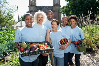 Portrait of Volunteers at Urban Community Garden. Credit: Yellow Dog Productions / iStock