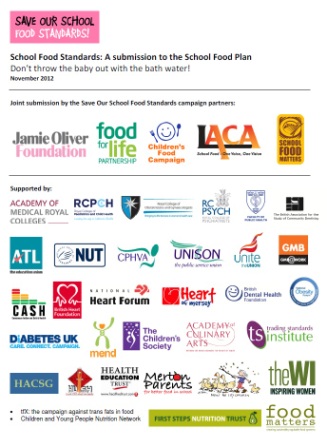 SOSFood  campaign joint submission to School Food Plan