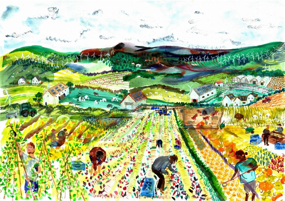 Agroecological Jigsaw created by artist and market gardener Emily Tough summarises the farmer's vision