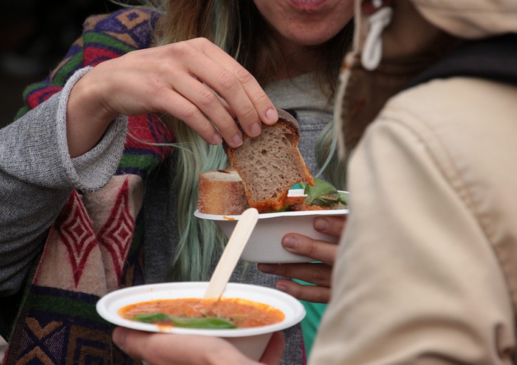 Sharing soup. Photo credit: Sustain