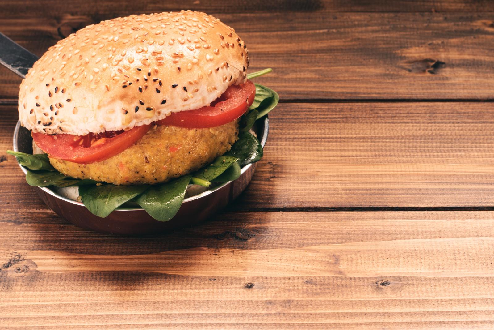 A vegetable burger. Photo credit: Pexels