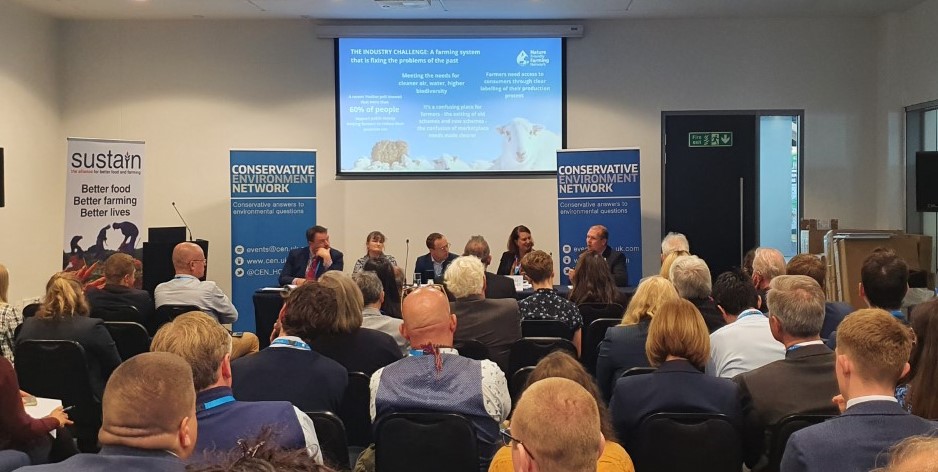 Minister Visctoria Prentis, Chris Loder MP, Vicki Hird (Sustain), Sam Hall CEN, Defra Minister Victoria Prentis, Martin LInes NFFN Credit: robert Lingard