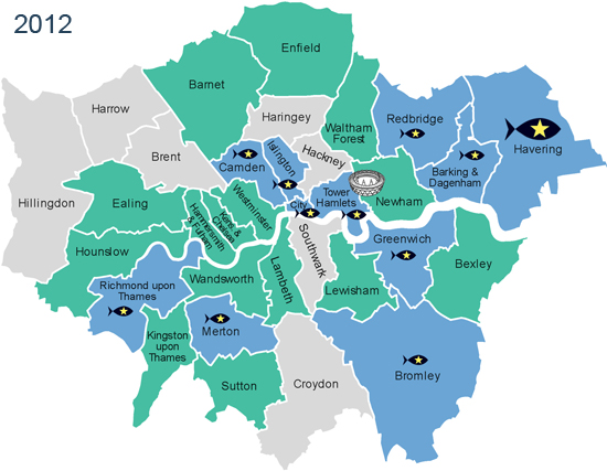 London Boroughs taking action on sustainable fish, 2012