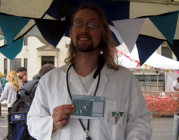 This is a compost doctor from the London Community Recycling Network. He's interested in preventing food waste, and also the terrible waste of fish in our oceans.