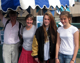 We recognised many familiar faces in the crowd, including Guardian food journalist Felicity Lawrence, who has done so much to raise awareness about the peril facing the world's fish stocks and marine environments. She and her family sent their own messages to restaurants through our campaign.