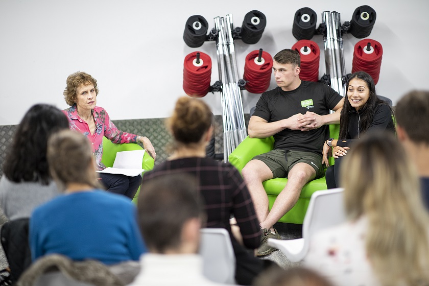 As part of the Oxford Science Festival, lead researcher, Prof Susan Jebb, facilitated a discussion around protein and performance together with Maria Reyes, a vegan personal trainer, and Joe Butler, a body-builder and meat-lover. Credit: IF Oxford