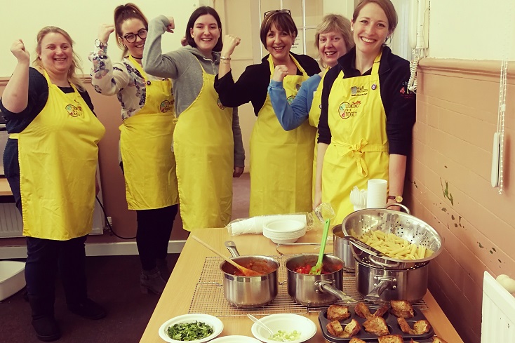 Healthy Cooking on a Budget training session with HomeStart volunteers who befriend and support new parents. Credit: Hull City Council