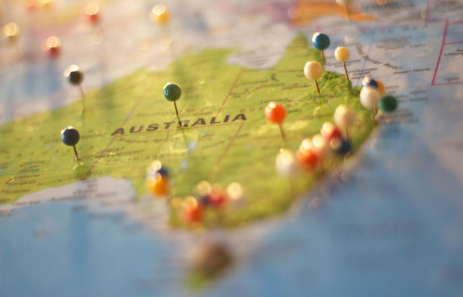 Map of Australia. Photo credit: Pexels