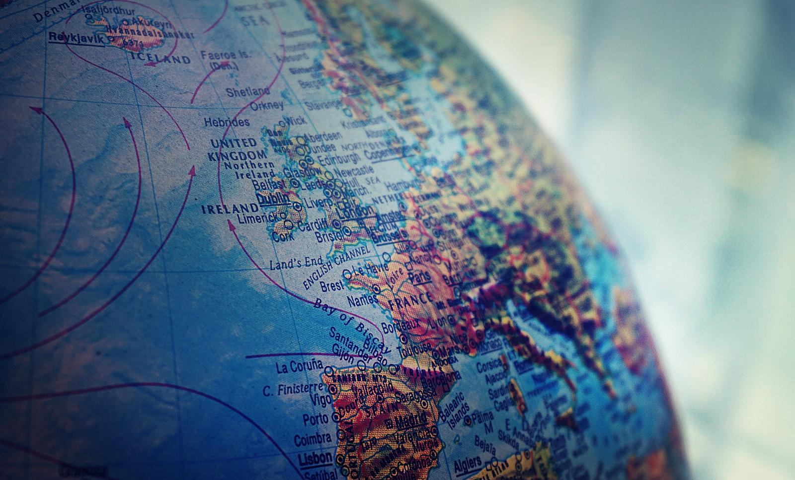 Globe map of Europe. Photo credit: Pexels