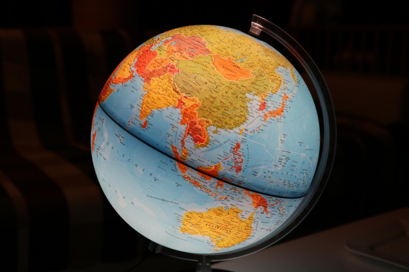 Illuminated globe. Photo credit: Pixabay