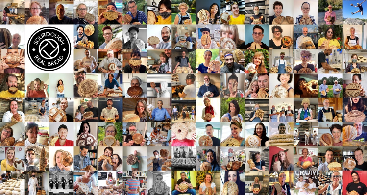 The 100+ sourdough selfies that were emailed to us during the month. Montage CC-BY-SA-2.0 www.realbreadcampaign.org. See below for individual photo credits 